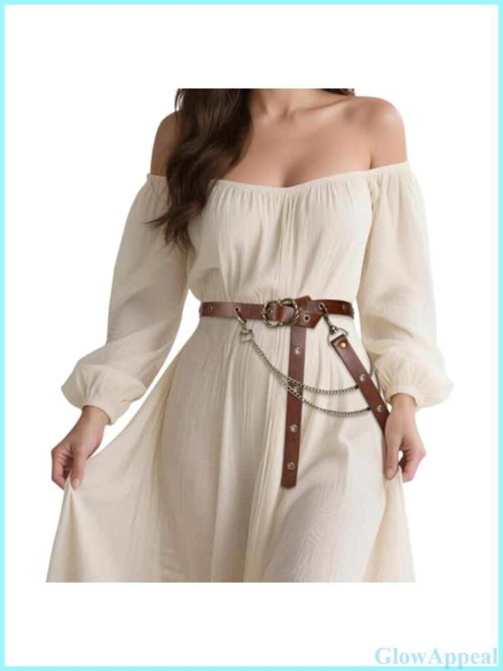 Medieval Renaissance Faux Leather Chain Belt Viking Cosplay Costume Accessory